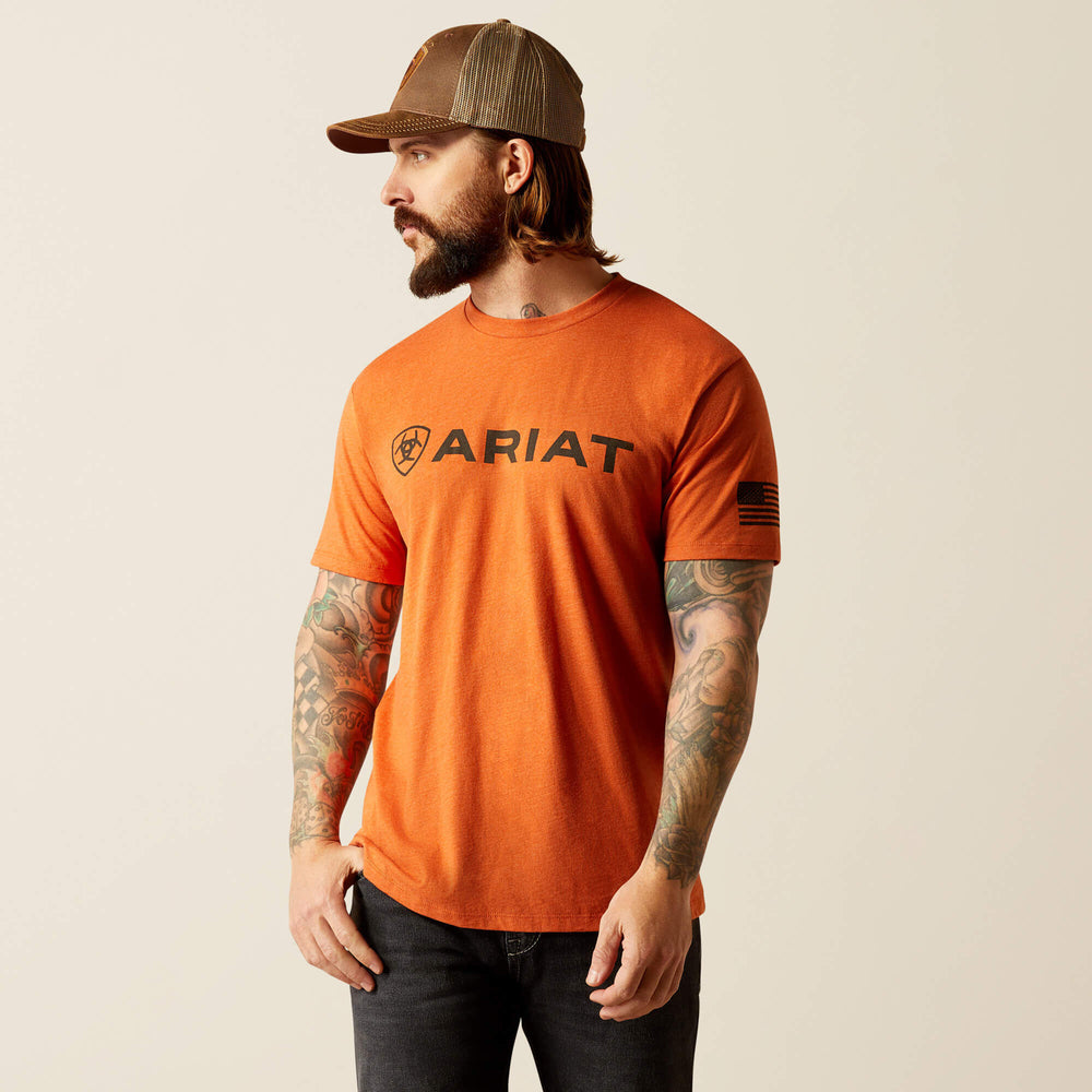 Ariat Shield Flag T-Shirt Men - ADOBE HEATHER