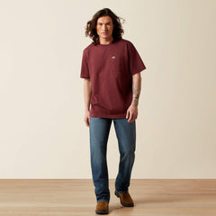 Rebar Cotton Strong Standard Pocket T-Shirt Men - BURGUNDY HEATHER
