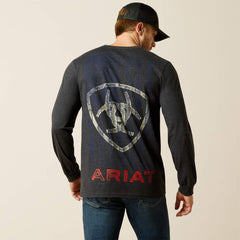 Ariat Stamped Freedom Classic Fit Long Sleeve T-Shirt Men - CHARCOAL HEATHER