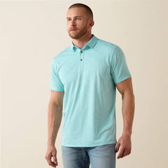 Jacquard Printed Fitted Polo Men - AQUA