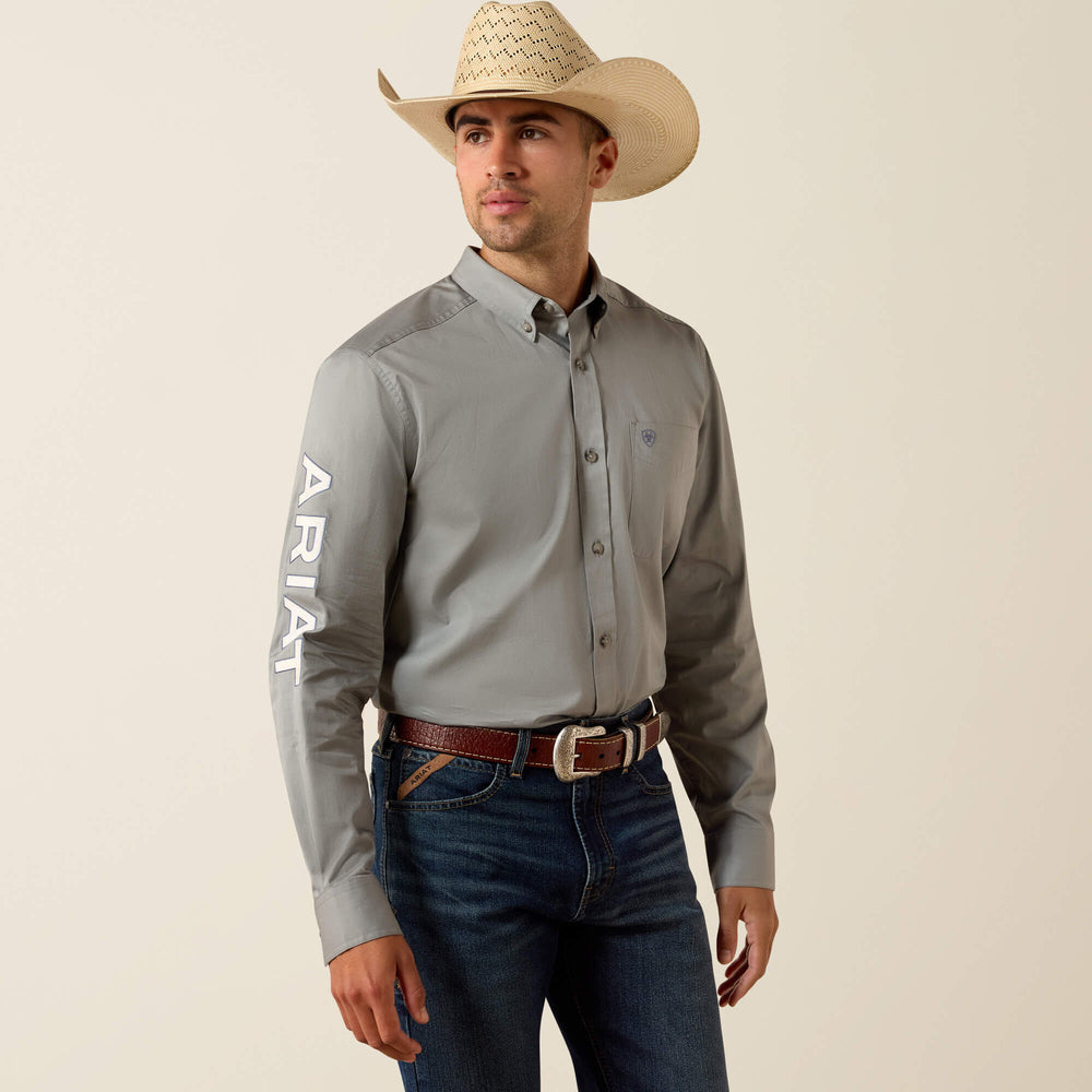 Team Logo Lightweight Twill Fitted Shirt Men - GREY/KHAKI
