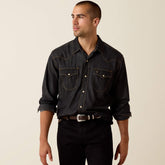 Retro Halford Fitted Snap Shirt Men - DARK GREY CHAMBRAY