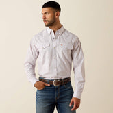 Tony Fitted Snap Shirt Men - WHITE GEO PRINT