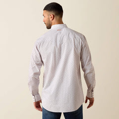 Tony Fitted Snap Shirt Men - WHITE GEO PRINT