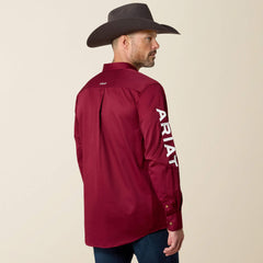 Team Logo Twill Classic Fit Shirt Men - BURGUNDY