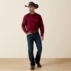 Team Logo Twill Classic Fit Shirt Men - BURGUNDY