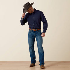 Wrinkle Free Solid Classic Fit Shirt Men - NAVY BLUE