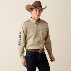 Team Logo Lightweight Twill Classic Fit Shirt Men - KHAKI/NAVY