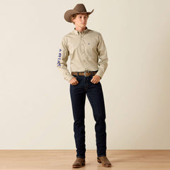 Team Logo Lightweight Twill Classic Fit Shirt Men - KHAKI/NAVY