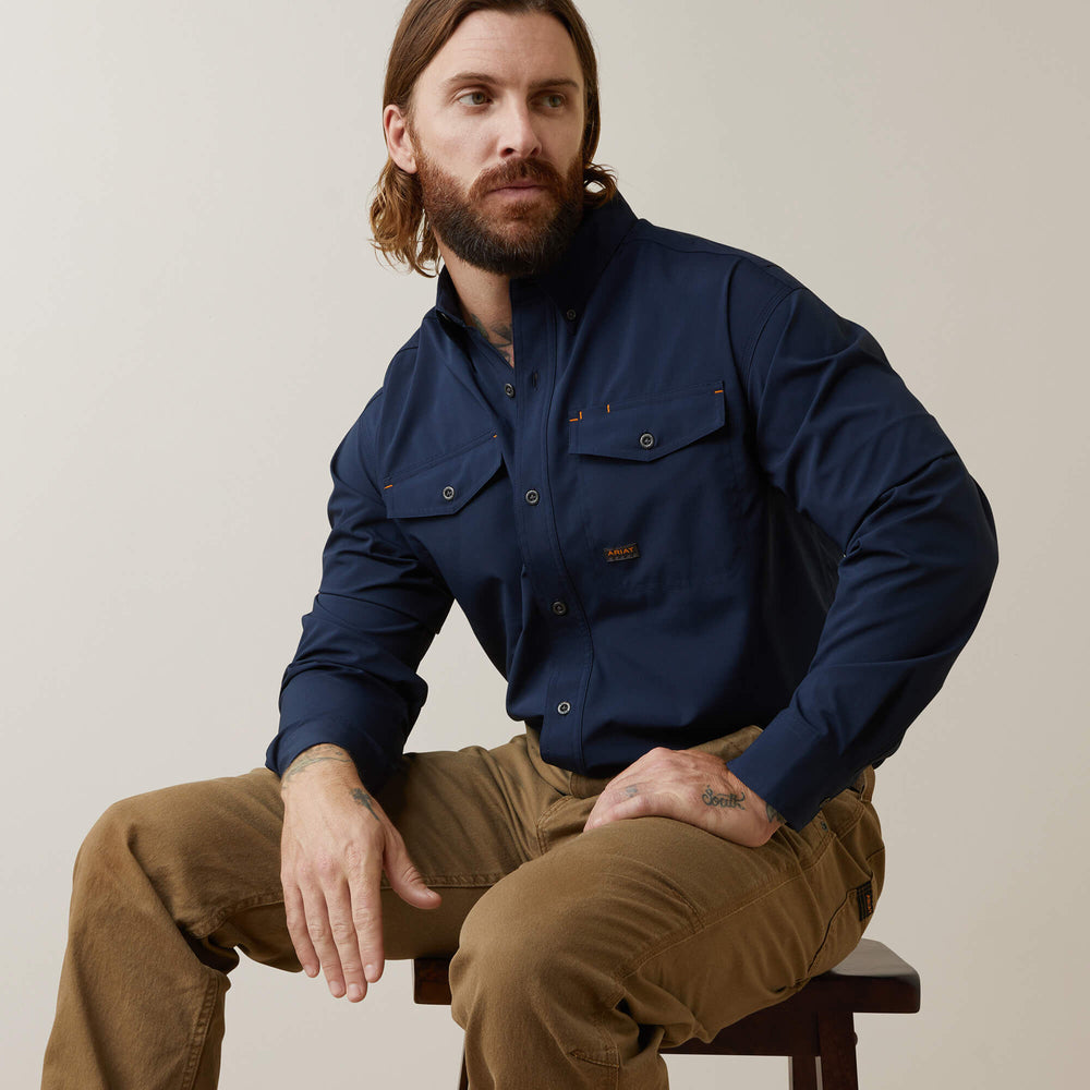 Rebar Made Tough VentTEK DuraStretch Work Shirt Men - NAVY