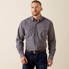 Wrinkle Free Adonis Classic Fit Snap Shirt Men - NAVY PLAID