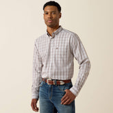 Wrinkle Free Clyde Fitted Shirt Men - WHITE PLAID