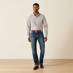 Wrinkle Free Clyde Fitted Shirt Men - WHITE PLAID