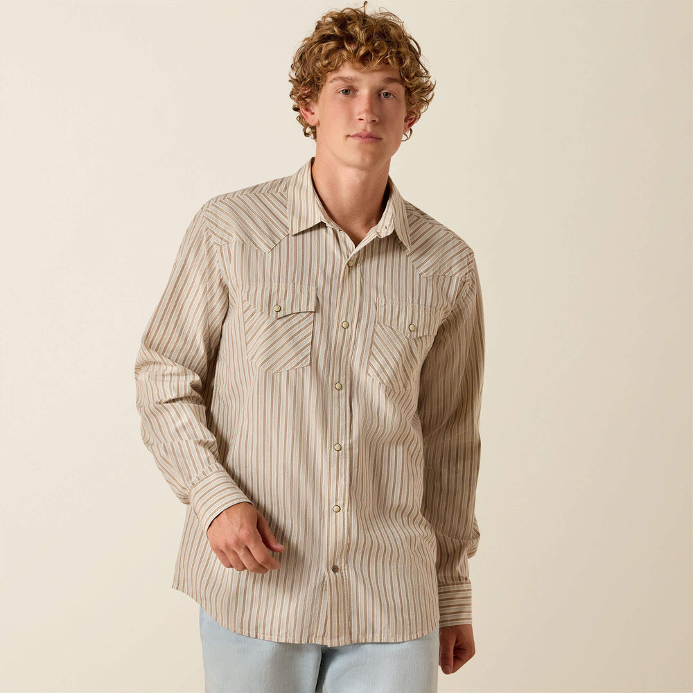 Retro Hesper Fitted Snap Shirt Men - SANDSHELL STRIPE