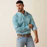 Wrinkle Free Andy Classic Fit Shirt Men - ANGEL BLUE GEO PRINT