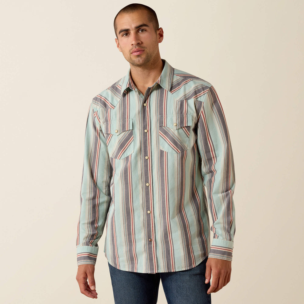 Retro Hesperus Fitted Snap Shirt Men - AQUIFER PLAID