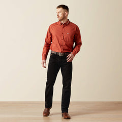 Team Porter Classic Fit Shirt Men - BRICK RED/BEIGE