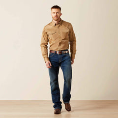 Solid Twill Fitted Shirt Men - KHAKI