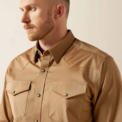 Solid Twill Fitted Shirt Men - KHAKI