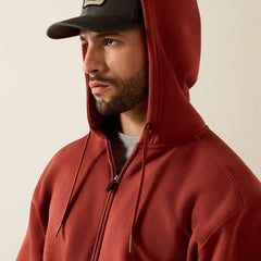 Rebar Lightweight Label Full Zip Hoodie Men - BRANDY SNIFTER