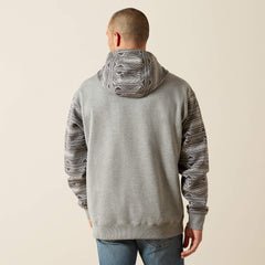 Southwestern Color Block Hoodie Men - GREY GEO SERAPE