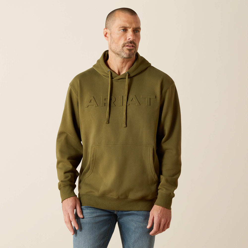 Ariat Embossed Logo Hoodie Men - WINTER MOSS