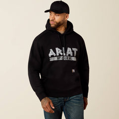 Rebar Lightweight Duct Logo Hoodie Men - BLACK