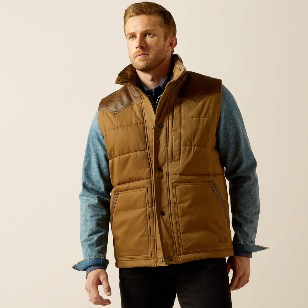 Western Quilted Vest Men - CUB KHAKI/BROWN