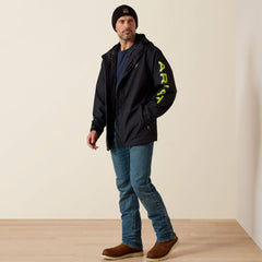 Rebar Stormshell Logo Waterproof Jacket Men - BLACK/LIME