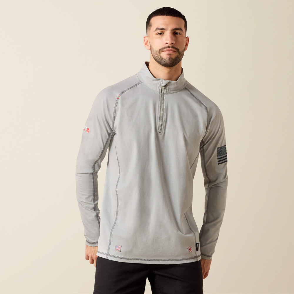 FR Combat Stretch Patriot 1/4 Zip Work Shirt Men - SILVER FOX