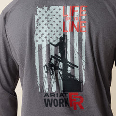 FR Air Life on the Line Graphic Top Men - CHARCOAL HEATHER