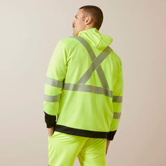 Rebar WorkTek Hi-Vis Full Zip Hoodie Men - HI-VIS YELLOW