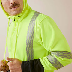 Rebar WorkTek Hi-Vis Full Zip Hoodie Men - HI-VIS YELLOW