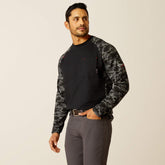 FR AC Stretch Camo Baseball T-Shirt Men - BLACK/GREY CAMO