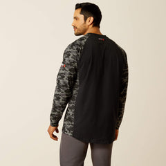 FR AC Stretch Camo Baseball T-Shirt Men - BLACK/GREY CAMO