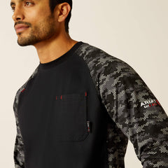 FR AC Stretch Camo Baseball T-Shirt Men - BLACK/GREY CAMO