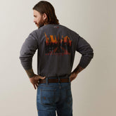 FR Air Refinery Row Graphic Henley Top Men - CHARCOAL HEATHER