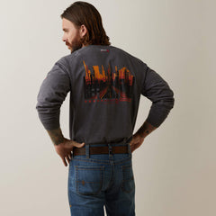 FR Air Refinery Row Graphic Henley Top Men - CHARCOAL HEATHER