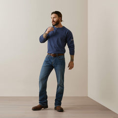 FR Air Refinery Row Graphic Henley Top Men - NAVY HEATHER