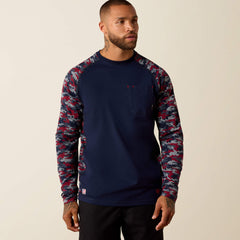 FR AC Stretch Camo Baseball T-Shirt Men - NAVY/WHITE & RED CAMO