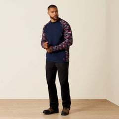 FR AC Stretch Camo Baseball T-Shirt Men - NAVY/WHITE & RED CAMO