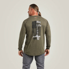 FR Air Rig Life Graphic T-Shirt Men - SAGE HEATHER