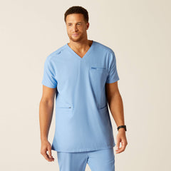 Derham 6 Pocket Scrub Top Men - LIGHT BLUE HEATHER