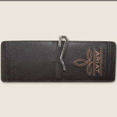 Ariat Logo Print Money Clip Wallet Men - BROWN