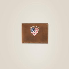 Flag Shield Bifold Wallet Men - BROWN