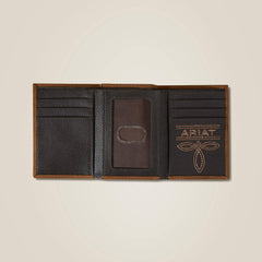 Flag Shield Trifold Wallet Men - BROWN