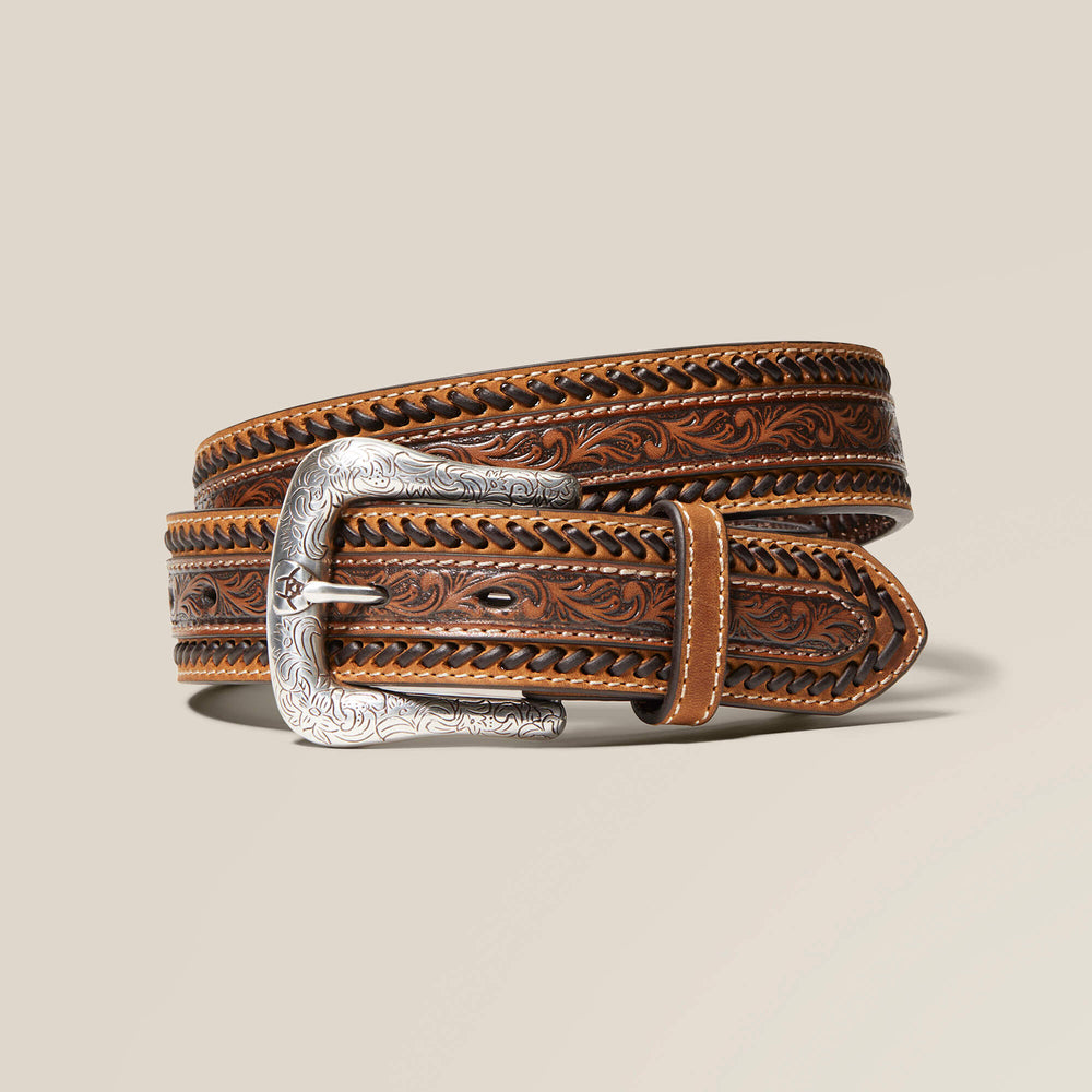 Filigree Stripe Belt Men - TAN