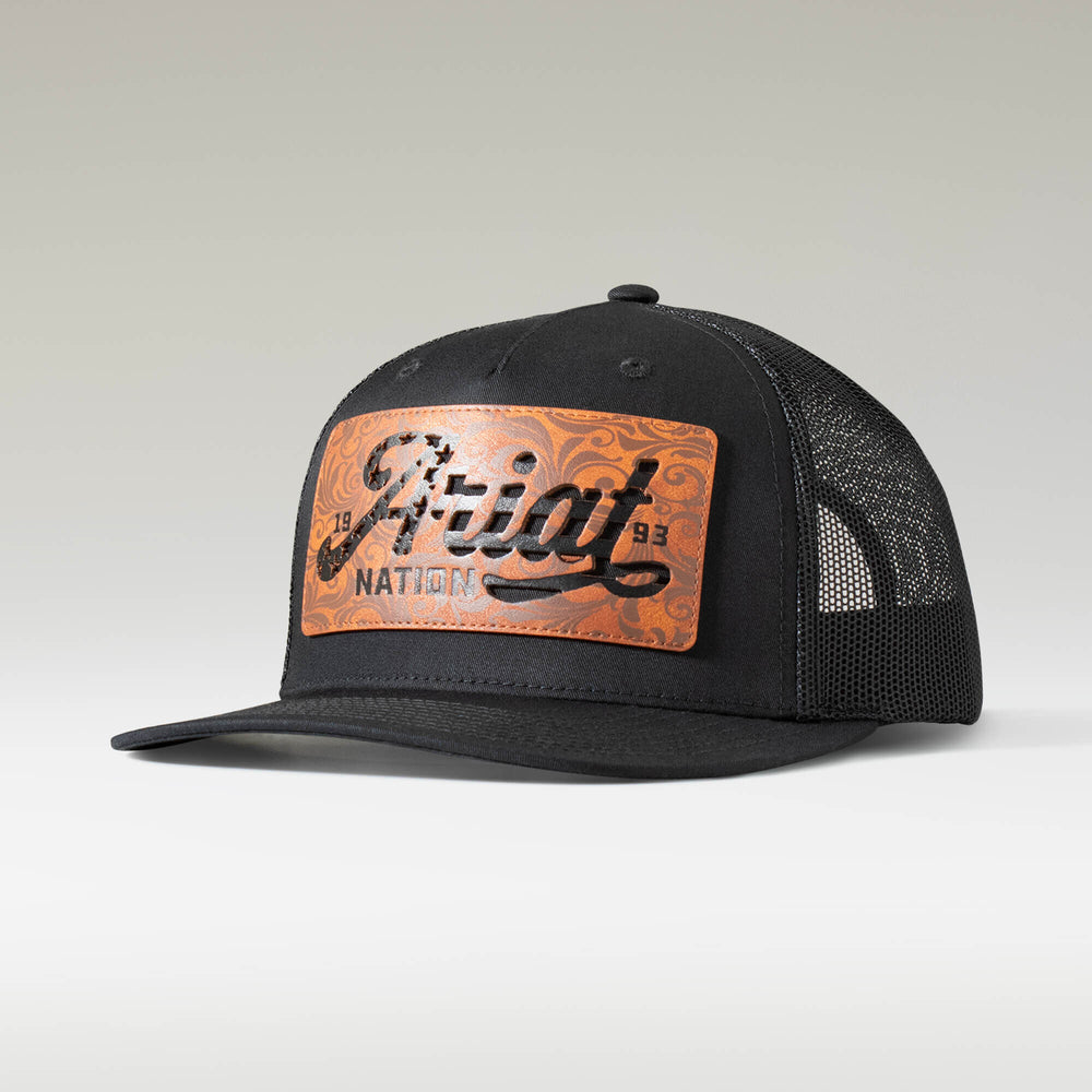 Leather Flag Patch Cap Men - BLACK