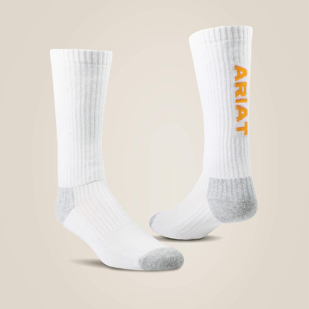 Premium Ringspun Cotton Mid Calf Work Sock 3 Pair Pack Men / Women - WHITE