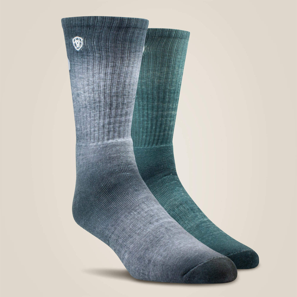 Incognito Graphic Crew Work Sock 2 Pair Multi Color Pack Men / Women - GREY/GREEN